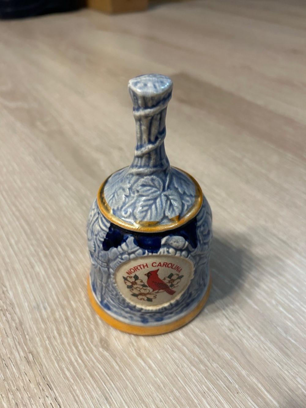 Vintage Blue 6in “North Carolina” Red Bird Bell